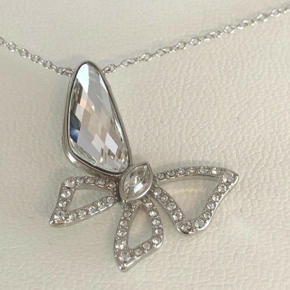 St Silver Crystal Butterfly Pendant Necklace NWT $175 - Picture 2 of 8